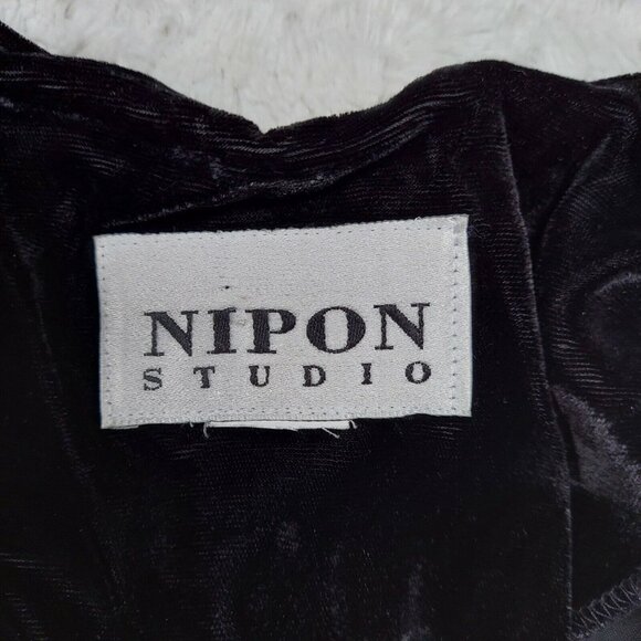 Nipon Studio Sweater Womens Black Velvet Classy Button Cardigan Jacket Casual - Picture 7 of 7